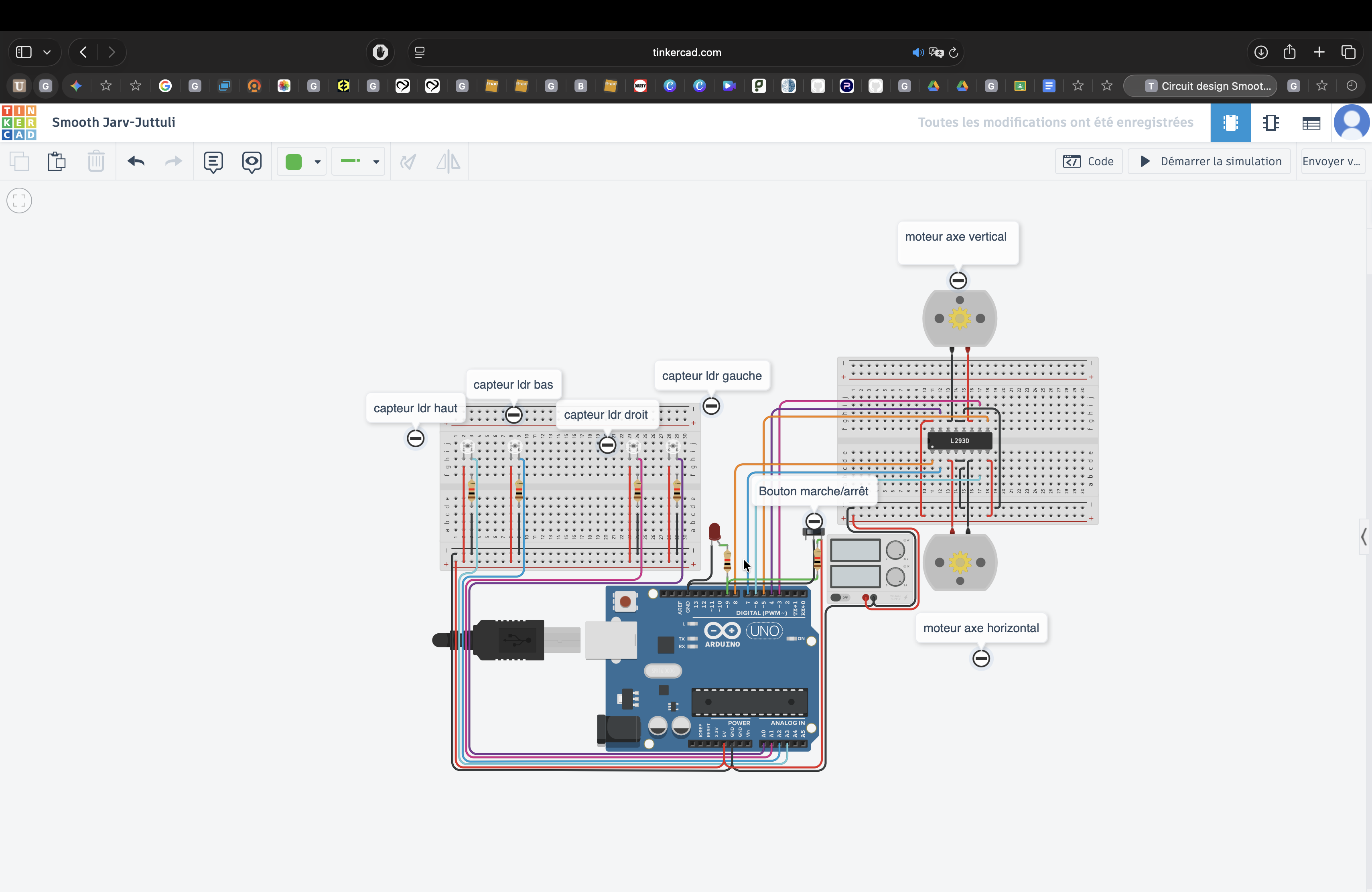 Schéma de câblage Arduino
